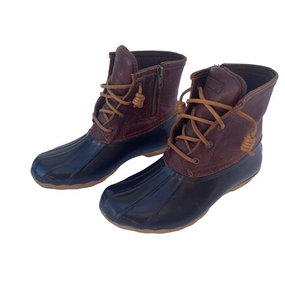 Sperry Shoes - Sperry Saltwater Women's Brown Leather Rubber Zip Up Duck Boots